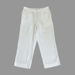 Chico’s White Linen Cropped Pull On Pants with Pockets NWOT XL 3